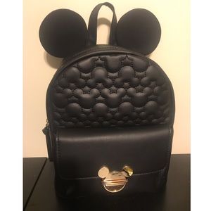 Black Mickey Mouse Quilted Mini Backpack
